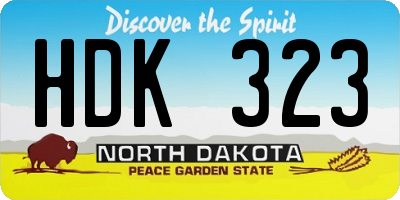 ND license plate HDK323