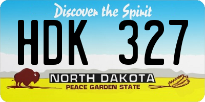 ND license plate HDK327