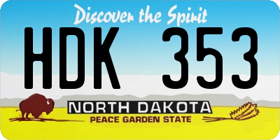 ND license plate HDK353