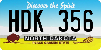 ND license plate HDK356