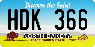 ND license plate HDK366