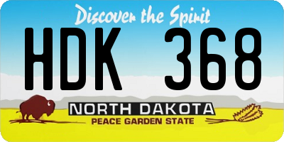 ND license plate HDK368