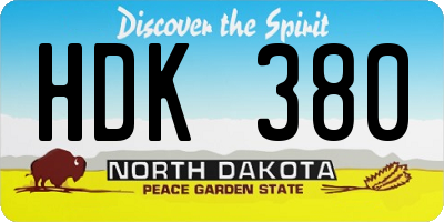 ND license plate HDK380