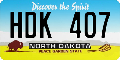 ND license plate HDK407