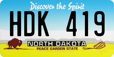 ND license plate HDK419