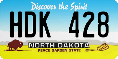 ND license plate HDK428