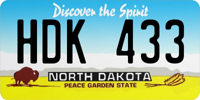 ND license plate HDK433