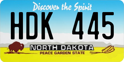 ND license plate HDK445
