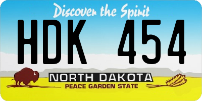 ND license plate HDK454
