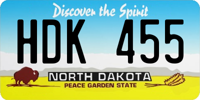 ND license plate HDK455