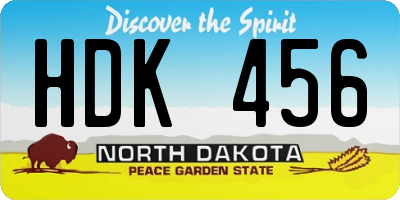 ND license plate HDK456