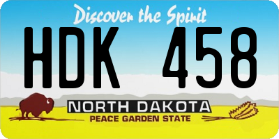 ND license plate HDK458