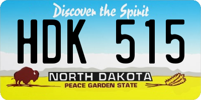 ND license plate HDK515