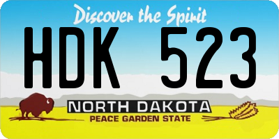 ND license plate HDK523