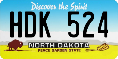 ND license plate HDK524