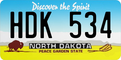 ND license plate HDK534