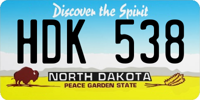 ND license plate HDK538