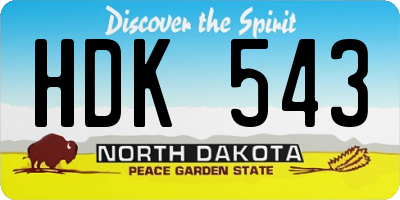 ND license plate HDK543