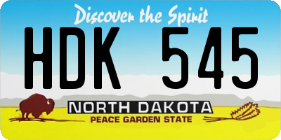 ND license plate HDK545