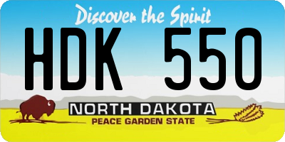 ND license plate HDK550