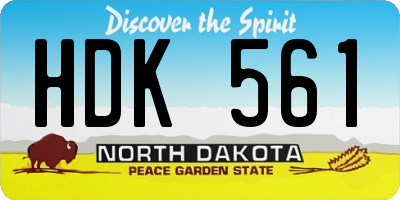 ND license plate HDK561