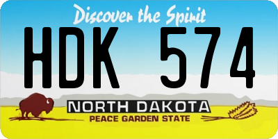 ND license plate HDK574