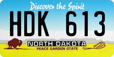 ND license plate HDK613