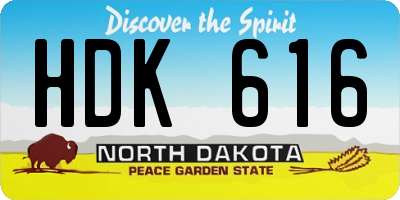 ND license plate HDK616