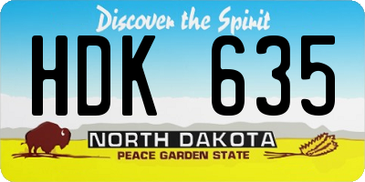 ND license plate HDK635
