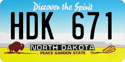 ND license plate HDK671