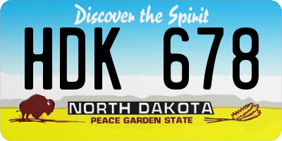 ND license plate HDK678