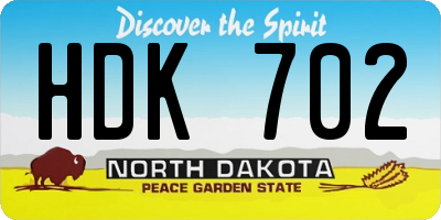 ND license plate HDK702