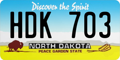 ND license plate HDK703