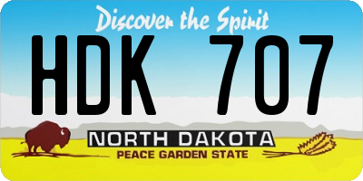 ND license plate HDK707