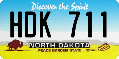 ND license plate HDK711