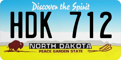 ND license plate HDK712