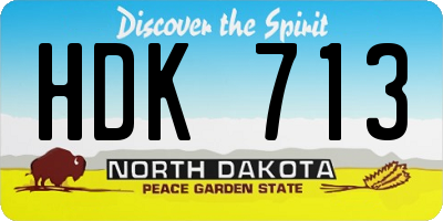 ND license plate HDK713