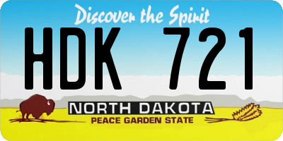 ND license plate HDK721