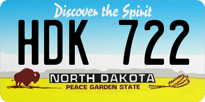 ND license plate HDK722