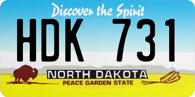 ND license plate HDK731