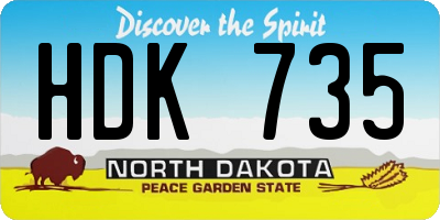 ND license plate HDK735