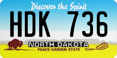 ND license plate HDK736