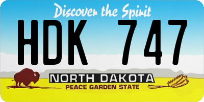 ND license plate HDK747