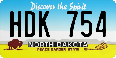 ND license plate HDK754