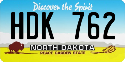 ND license plate HDK762