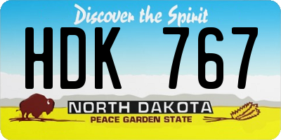ND license plate HDK767