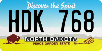 ND license plate HDK768