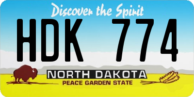 ND license plate HDK774