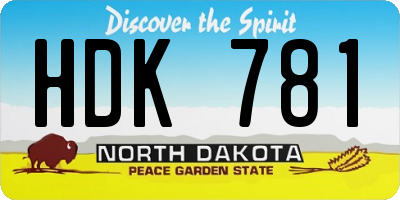 ND license plate HDK781
