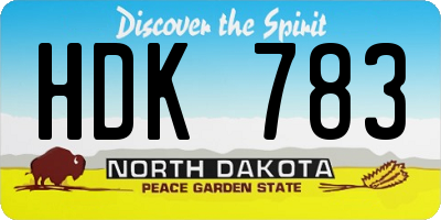 ND license plate HDK783
